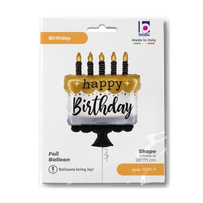 Cake black and gold (71cm,28") foil balloon - 25281-ppackaged-p.jpg