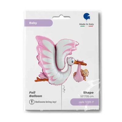 Stork - pink (135cm,53") foil balloon - 72085-ppackaged-p.jpg
