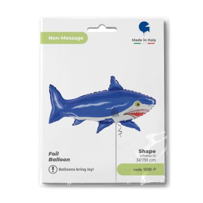 Shark blue (91cm,36") foil balloon - 169b-ppackaged-b.jpg