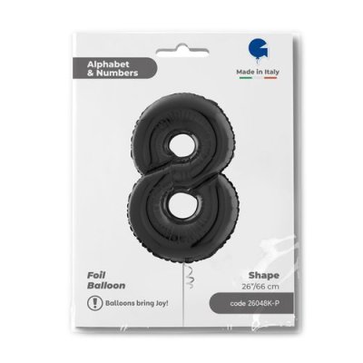 Number 8 Black (66cm,26") foil balloon - 26048k-ppackaged-p.jpg
