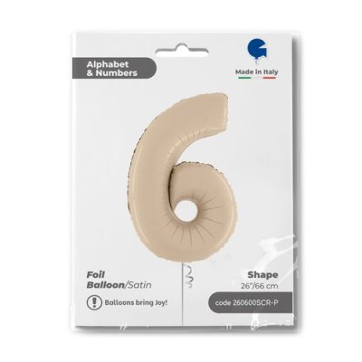 Number 6 Cream (66cm,26") foil balloon - 260600scr-p.jpg