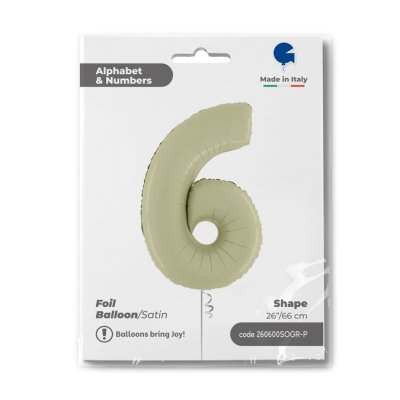 Number 6 Olive (66cm,26") foil balloon - 260600sogr-b.jpg