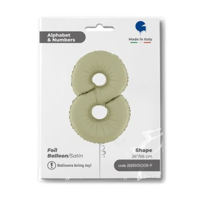 Number 8 Olive (66cm,26") foil balloon - 260800sogr-p.jpg