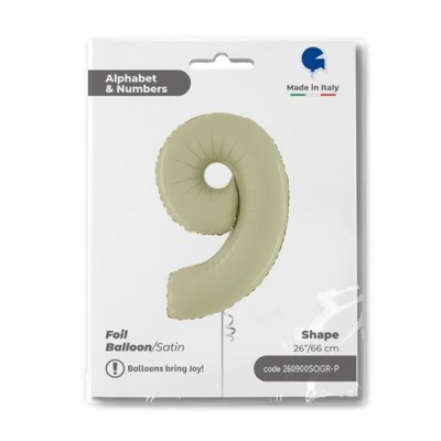 Number 9 Olive (66cm,26") foil balloon - 260900sogr-p.jpg