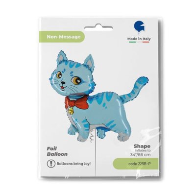 Cat blue (86cm,34") foil balloon - 225b-ppackaged-p.jpg