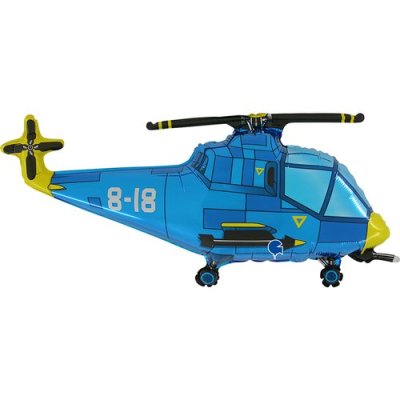 Helicopter blue (94cm,37") foil balloon