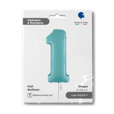 Number 1 pastel Blue (66cm,26") foil balloon - 26061pb-p-b.jpg