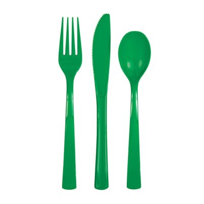 Plastic cutlery - emerald green, 18 pcs