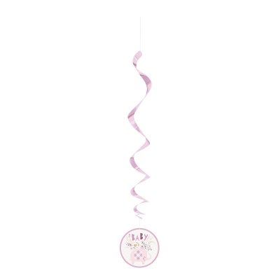 Hanging paper streamers - Pink flowers and elephant, 66cm/3pcs - 78382.jpg