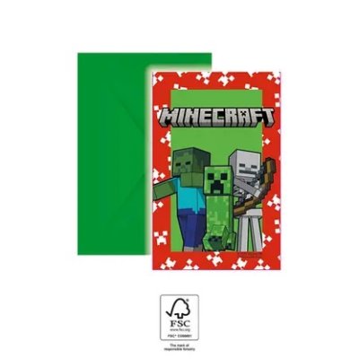 Invitations and envelopes EKO - Minecraft 6 pcs