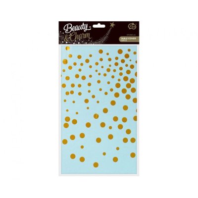 Plastic tablecloth - blue "Golden confetti" 1.37x1.83m - 72599.jpg