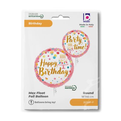 Cake Ring "HB/Party Time!" 18"/46cm foil balloon - 26369p-p-b.jpg