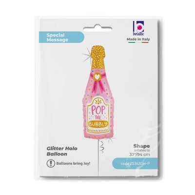 Champagne bottle pink (94cm,37") foil balloon - 25362gh-p-b.jpg