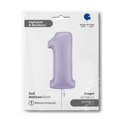 Number 1 Lilac (102cm,40") foil balloon - 400100sl-p-b.jpg