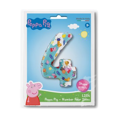 Number 4 Peppa Pig (66cm, 26") foil balloon - l254-p-b.jpg