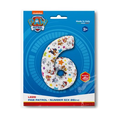 Number 6 Paw Patrol (66cm, 26") foil balloon - l226-p-b.jpg