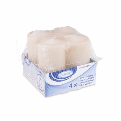 Cylindrical candle white 4x8cm, 4 pcs - S3-33100._.A.o.jpg