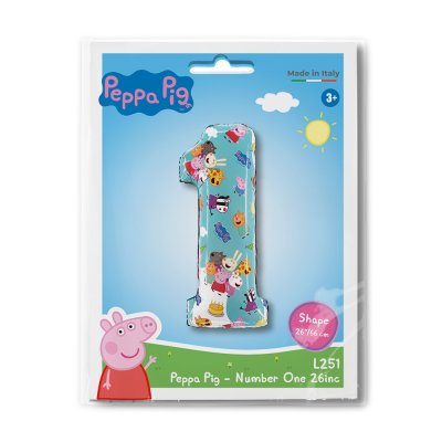 Number 1 Peppa Pig (66cm, 26") foil balloon - l251-p-b.jpg