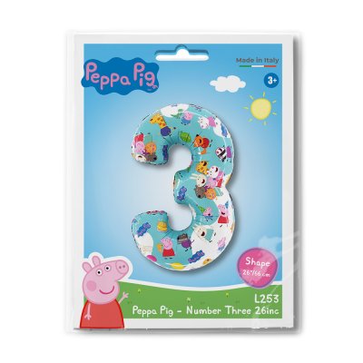 Number 3 Peppa Pig (66cm, 26") foil balloon - l253-p-b.jpg