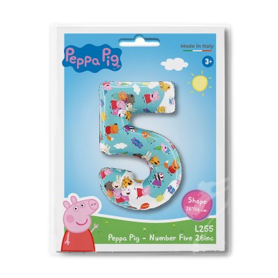 Number 5 Peppa Pig (66cm, 26") foil balloon - l255-p-b.jpg