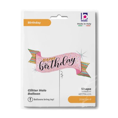 Banner pink HB (114cm,45") foil balloon - 25367gh-p-b.jpg