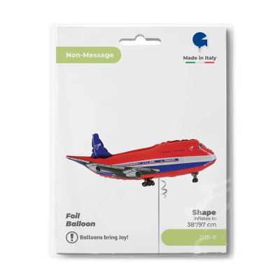 Airplane red (97cm,38") foil balloon - 213r-p-b.jpg