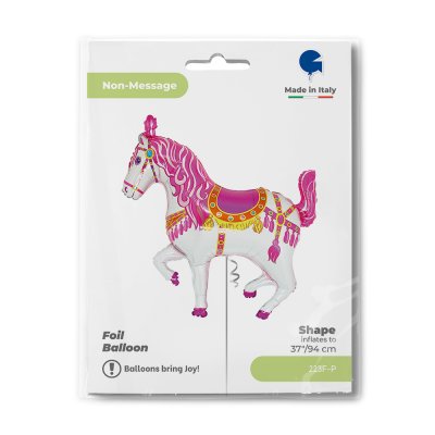 Circus horse pink (94cm,37") foil balloon - 223f-p-b.jpg