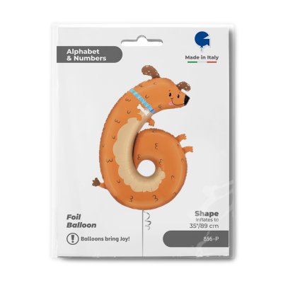 Number 6 Puppyloons - Dog (89cm,35") foil balloon - 856-p-b.jpg