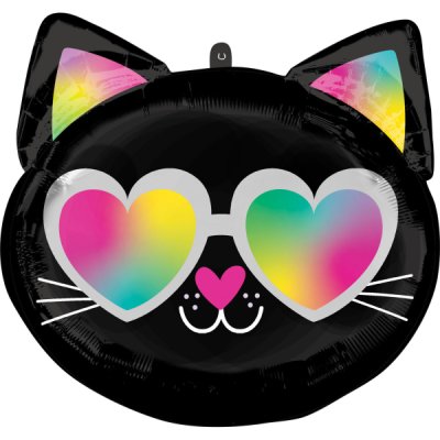 Cat with glasses 43cm - foil balloon - 4157401b.jpg
