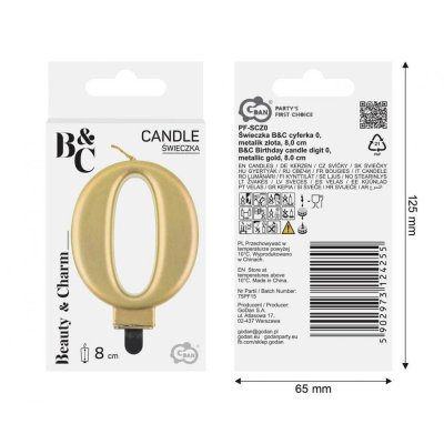 Cake candle number 0 golden metallic, 8cm - 97529.jpg