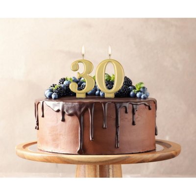 Cake candle number 3 golden metallic, 8cm - 63537.jpg