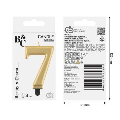 Cake candle number 7 golden metallic, 8cm - 97536.jpg