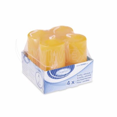Yellow cylindrical candle 4x8cm, 4 pcs - S3-33105._.A.o.jpg