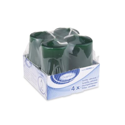 Cylindrical dark green candle 4x8cm, 4 pcs - svicka-valcova-tmave-zelena-40-x-80-mm-4-ks2.jpg