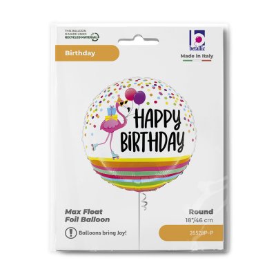 HB Flamingo Circle with Balloons 18"/46cm Foil Balloon - 26528p-p-b.jpg