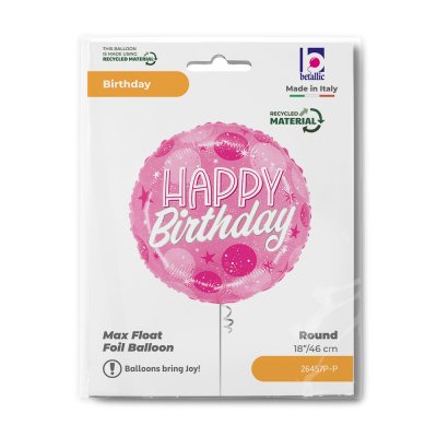 Circle HB pink with dots 18"/46cm foil balloon - 26457p-p-b.jpg