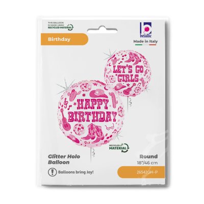 Circle Cowgirl "HB/Let´s go Girls" 18"/46cm foil balloon - 26542gh-p-b.jpg