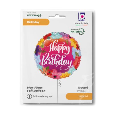 HB circle with flowers 18"/46cm foil balloons - 26366p-p-b.jpg