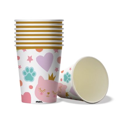 FSC cups of paper - cat 250ml, 8pcs - cu25cp08-cat-princess-cups-02-b.jpg