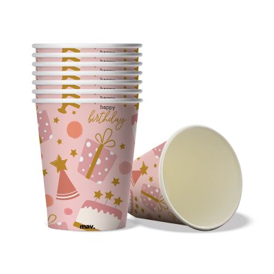 FSC cups of paper - HB confetti pink 250ml, 8pcs - cu25rc07-hb-rose-confetti-cups-02-b.jpg