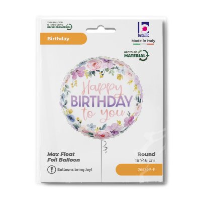 "HB To You" Flower Circle 18"/46cm Foil Balloon - 26530p-p-b.jpg