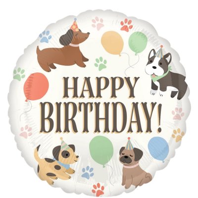 Circle - dogs and balloons HB 71cm - foil balloon
