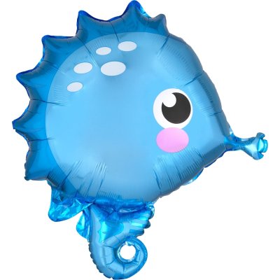 Blue 53cm sea horse - foil balloon