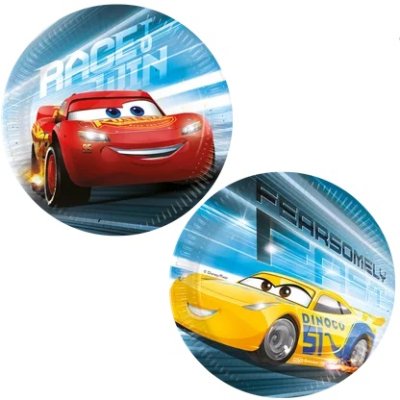Plates of paper eco - cars 20cm/8pcs (two motifs)