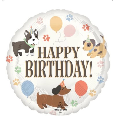 Circle - birthday dogs 43cm - foil balloon