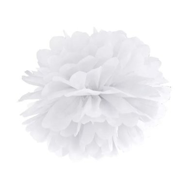 Pom pom - white paper decorative, 25cm