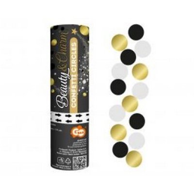 Confets ejection black-gold-white, 15cm