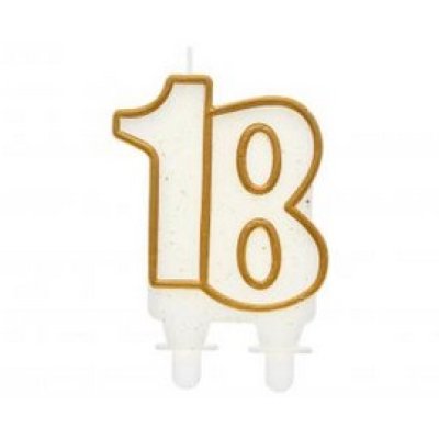 Candle cake number 18 golden edges