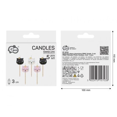 Cat head cake candles 5 pcs - 97943.jpg