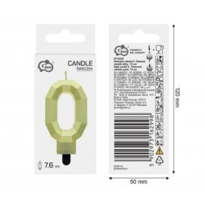Candle cake number 0 DIAMOND gold, 7.6 cm - 98275.jpg